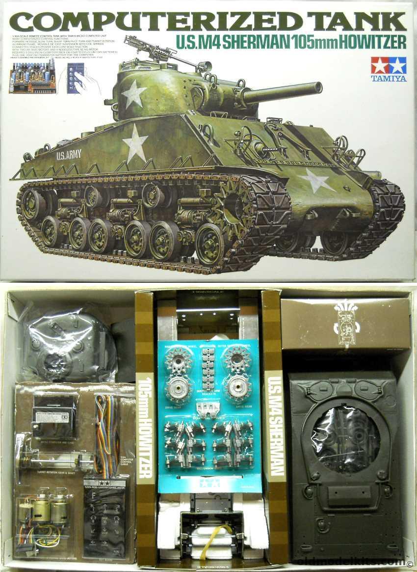 Tamiya 1/16 M4 Sherman 105MM Howitzer Computerized Tank - (Or For R/C), 4501 plastic model kit